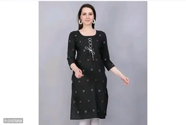 Stylish Black Khadi Cotton Kurta For Women-thumb0