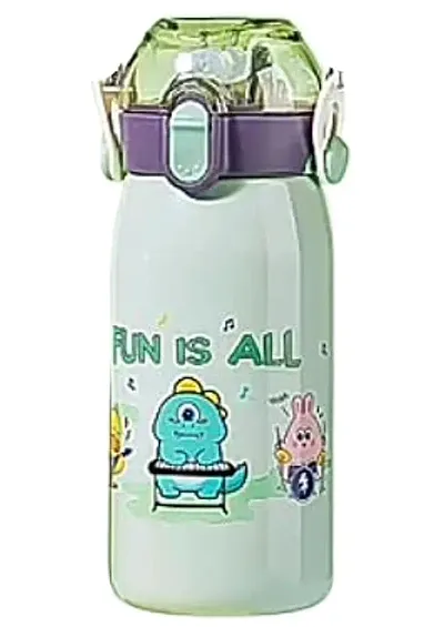 FunBlast Cartoon Design Hot and Cold Water Bottle for Kids ? Insulated Water Bottle for Kids, Double Walled Vacuum Insulated Stainless Steel Bottle, Thermos Flask with Straw ? 530 ML