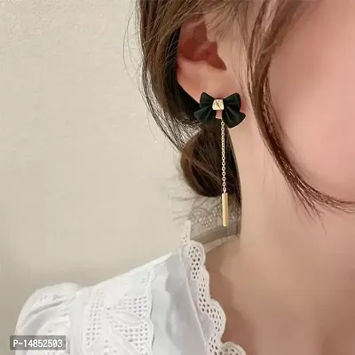 Gold Plated Black Authentic Pan Drop Korean Earrings For Women  Girls-thumb2