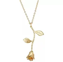 Single Layered Golden Rose Pendant Necklace-thumb1