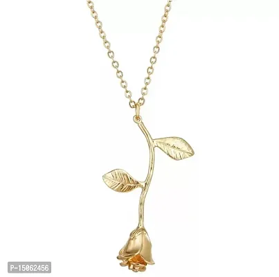 Single Layered Golden Rose Pendant Necklace-thumb2