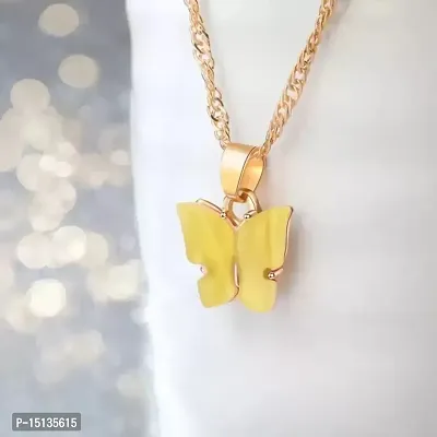 Fancy Gold-plated Yellow Butterfly Pendant Necklace