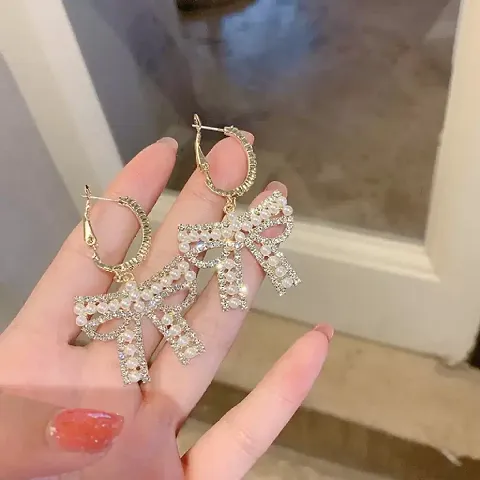 Bow Drop Korean Design Earrings