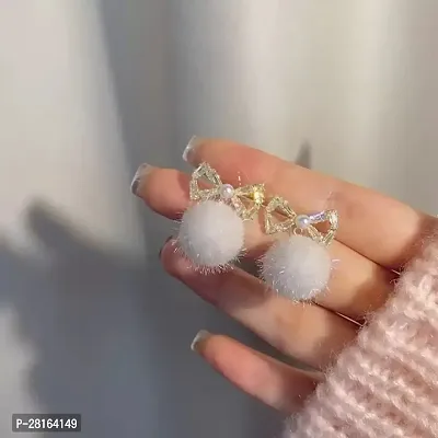 Korean Design Winter Hair Ball Pom-Pom Earrings For Women-thumb2