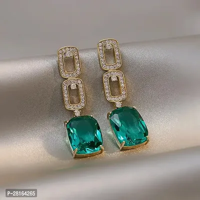 Wind geometric diamond emerald retro earrings for Women