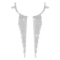 Tassel rhinestone ear needles geometric banquet earrings-thumb1