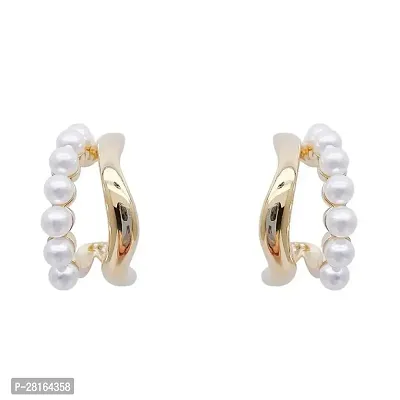 Cross C-shaped Pearl Stud Earrings for women-thumb2