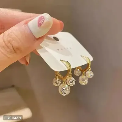 Diamond pearl earrings for women-thumb0