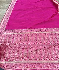 Stylish Pink Silk Blend Saree With Blouse Piece For Women-thumb1