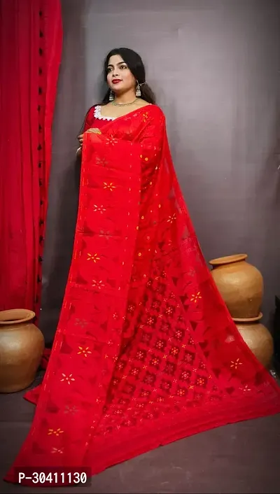 Beautiful Chanderi Silk Saree With Blouse Piece For Women-thumb0