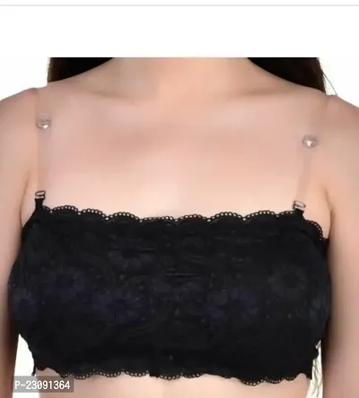 Plastic Strip /TRANSPARENT less tube bra  colour black-thumb0