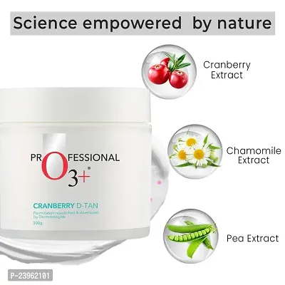 O3+ Cranberry D Tan with Natural Extracts for Tan Removal  Sun Damage Protection Ideal for Oily Skin (De Tan, 300 g)