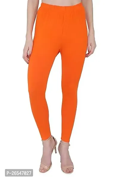 Fabulous Orange Cambric Cotton Solid Leggings For Women Pack Of 1