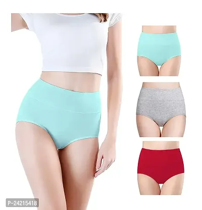 Think Tech Women's High Waisted Cotton Hipster Panty Ladies Soft Panties l Women Pure Cotton Hipster Panty l Women's Seamless High l Women Underwear - Rise Panties Hipster (Pack of 3)