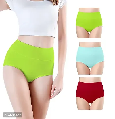 Think Tech Postpartum C Section Panty After Delivery Seamless Tummy Tucker Shapewear Hipster Panties for Women Waisted Panty - (Pack of 3 Parrot Green l C Green l Maroon XL Size)