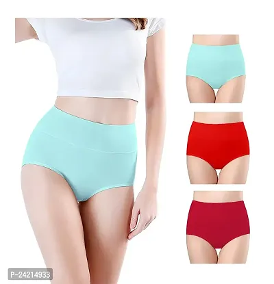 Think Tech Women's High Waisted Cotton Hipster Panty Ladies Soft High Waist Panties l Women Cotton Hipster Panty l Women's Seamless High l Women Underwear - Rise Hipster (Pack of 3)