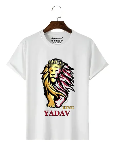 Classic Men Yadav Printed Polyester Round Neck White T-Shirt