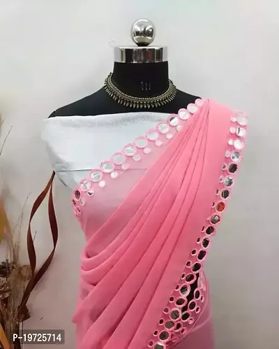 Beautiful Pure Georgette Saree With Blouse Piece For Women-thumb0