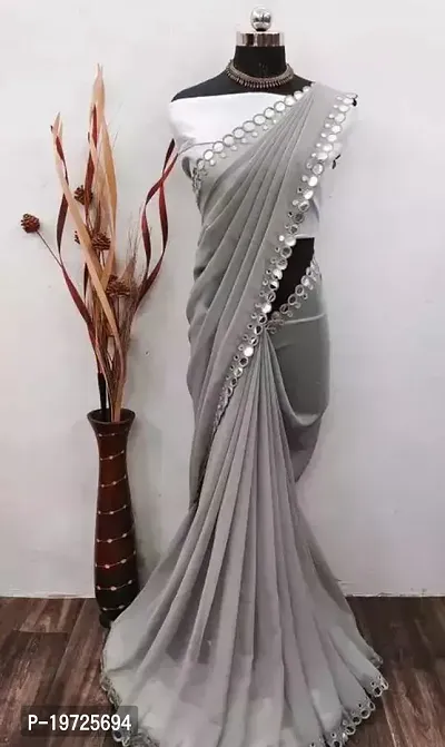 Beautiful Pure Georgette Saree With Blouse Piece For Women-thumb0