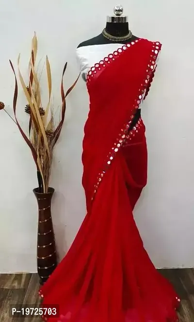 Beautiful Pure Georgette Saree With Blouse Piece For Women-thumb0