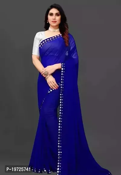 Beautiful Pure Georgette Saree With Blouse Piece For Women-thumb0