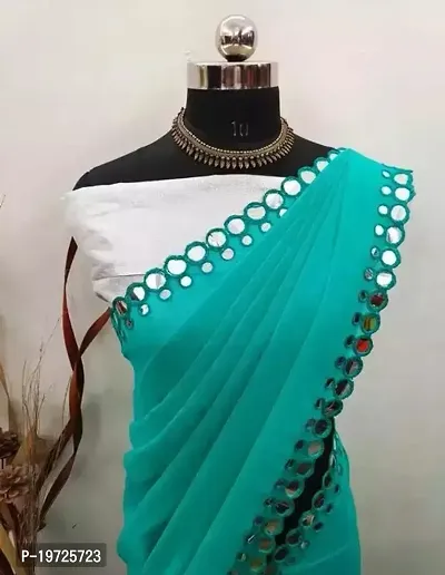 Beautiful Pure Georgette Saree With Blouse Piece For Women-thumb0