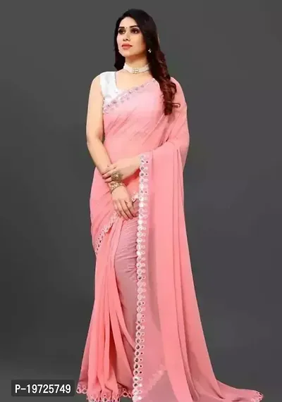 Beautiful Pure Georgette Saree With Blouse Piece For Women-thumb0