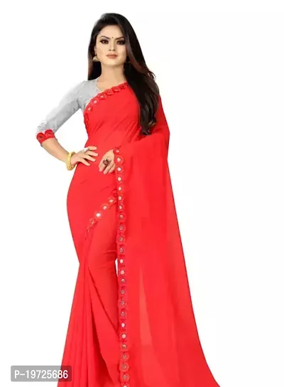 Beautiful Pure Georgette Saree With Blouse Piece For Women-thumb0