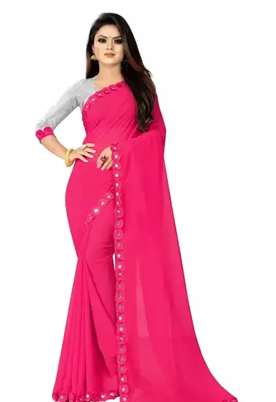 Glamorous Pure Georgette Saree with Blouse piece 
