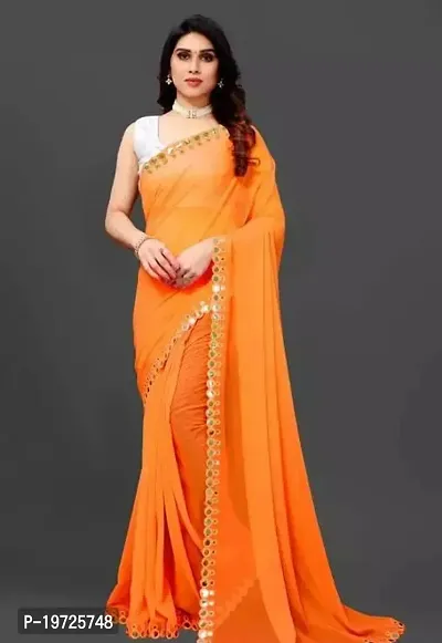 Beautiful Pure Georgette Saree With Blouse Piece For Women