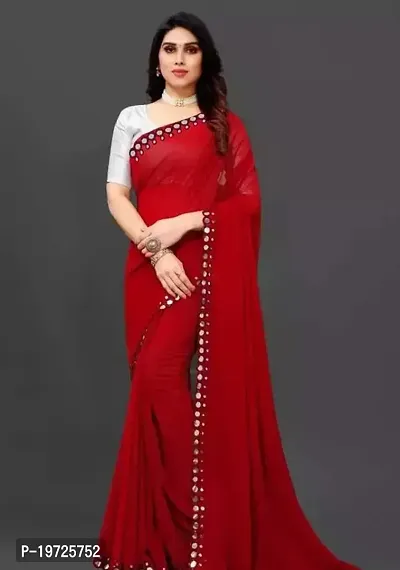 Beautiful Pure Georgette Saree With Blouse Piece For Women-thumb0