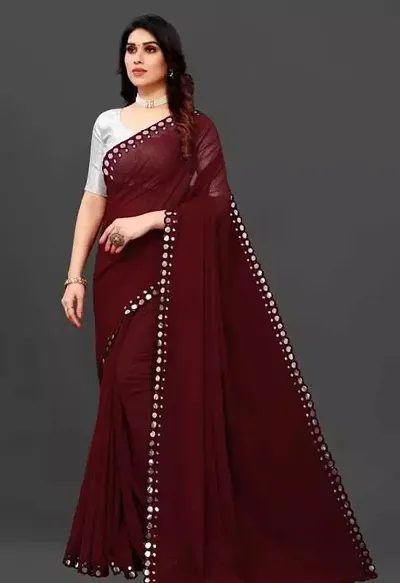 Classic Georgette Lace Work Saree with Blouse piece