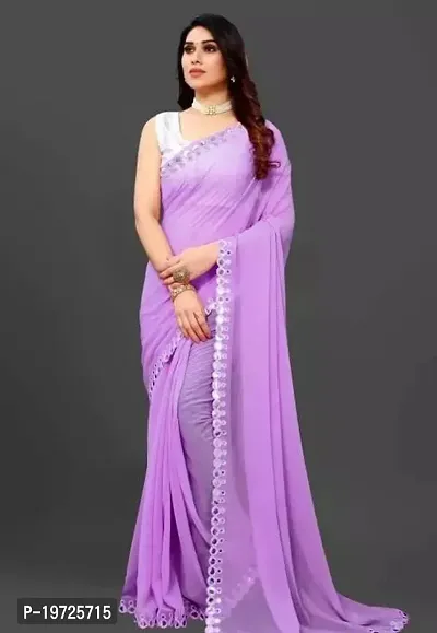 Beautiful Pure Georgette Saree With Blouse Piece For Women-thumb0