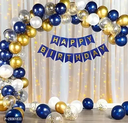 Blue White and Golden Birthday Decoration Kit-thumb0