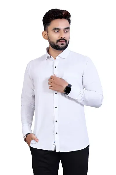 Mens Cotton Blend Solid Long Sleeves Regular Fit Casual Shirt