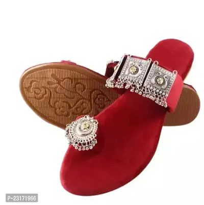 Elegant Red Leather  Fashion Flats For Women-thumb0