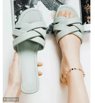 Elegant Grey Leather  Fashion Flats For Women-thumb0