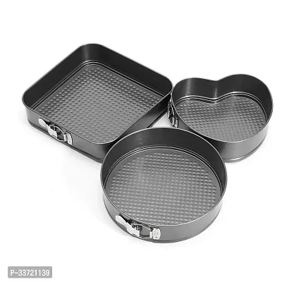 Multiple Coated Non-Stick Spring Metal Cake Mould Set, Black Cake Mould Pan Set, Baking Tray, Removable Cake