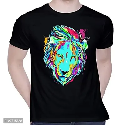 Comfortable Printed Black Cotton Tees For Men