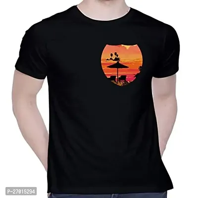 Comfortable Printed Black Cotton Tees For Men