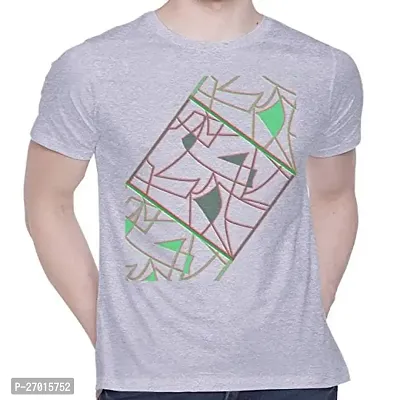 Comfortable Printed Grey Cotton Tees For Men-thumb0