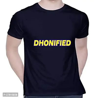 Comfortable Printed Navy Blue Cotton Tees For Men