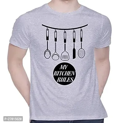 Comfortable Printed Grey Cotton Tees For Men