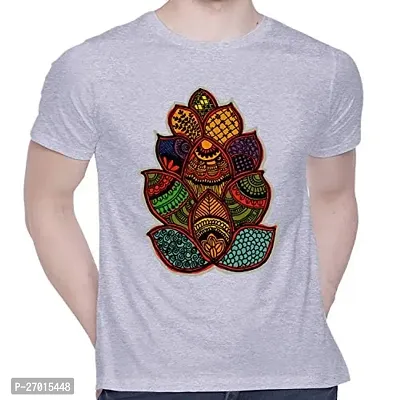 Comfortable Printed Grey Cotton Tees For Men