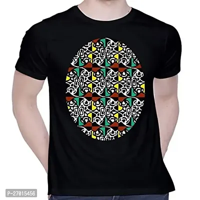 Comfortable Printed Black Cotton Tees For Men