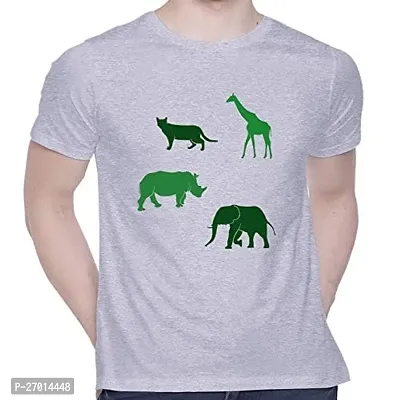 Comfortable Printed Grey Cotton Tees For Men-thumb0