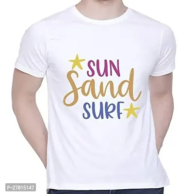 Comfortable Printed White Cotton Tees For Men