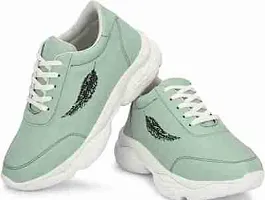 Stylish Green Synthetic Self Design Sports Shoes For Women-thumb1