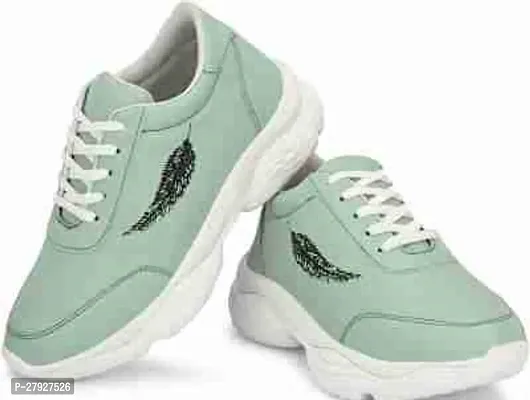 Stylish Green Synthetic Self Design Sports Shoes For Women-thumb2
