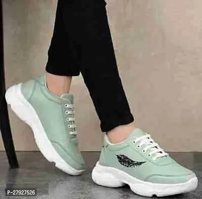 Stylish Green Synthetic Self Design Sports Shoes For Women-thumb3